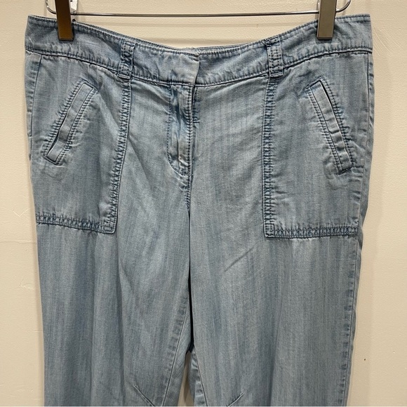 Loft Chambray Cargo Jogger Pants Light Blue 4 Petite - Picture 3 of 7